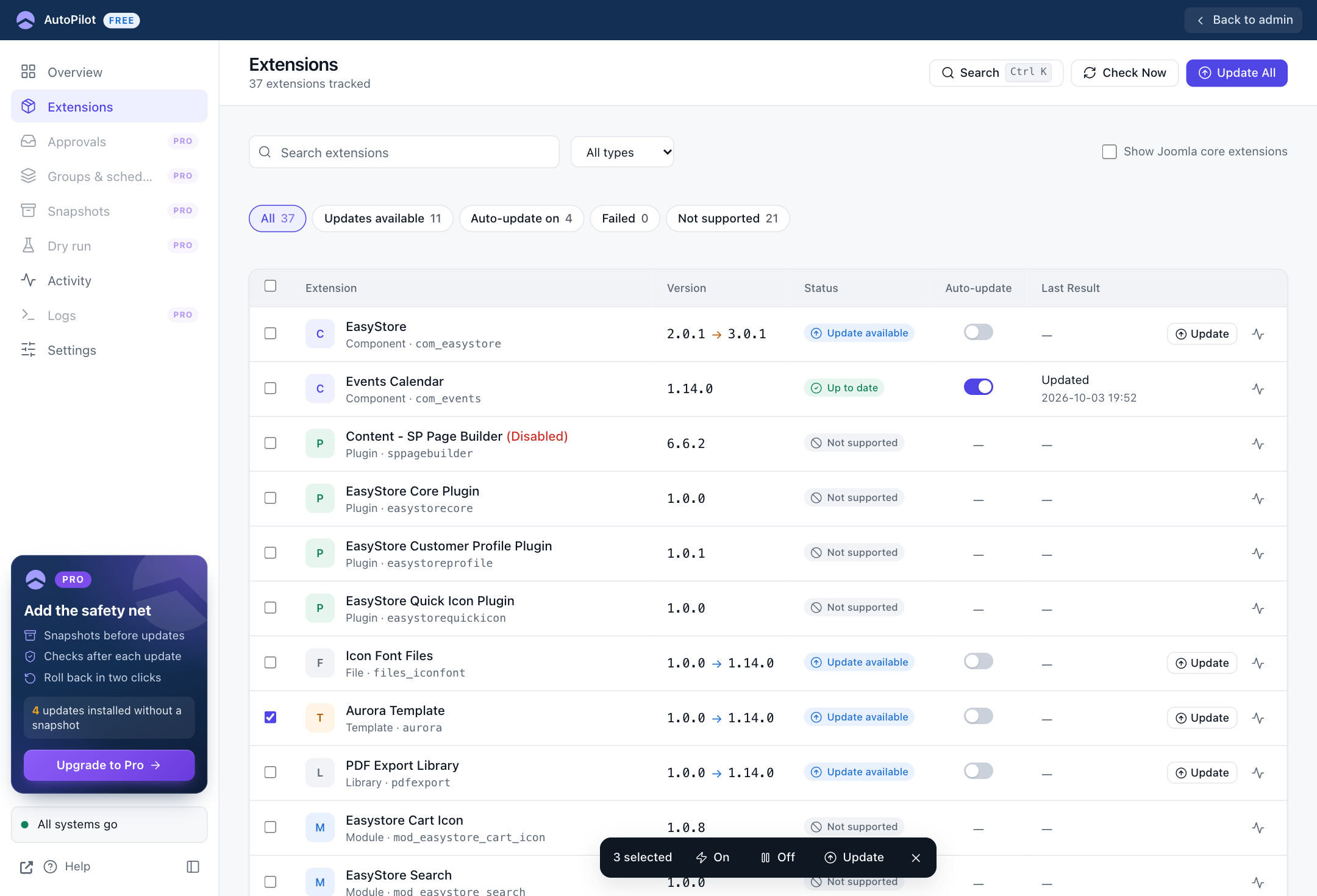 Bulk actions
