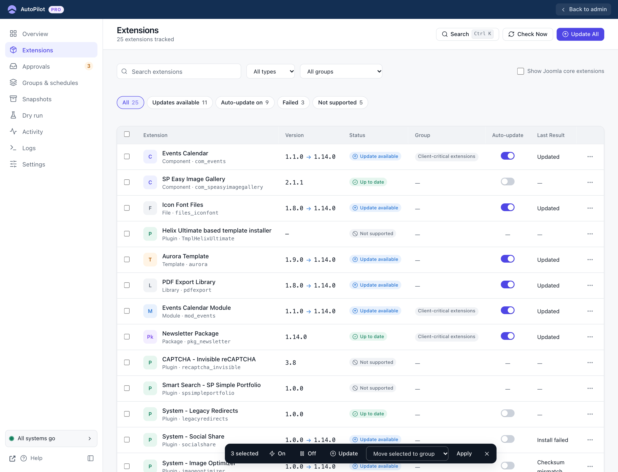 Bulk actions